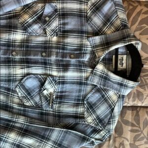 Harley Davidson Flannel Shirt, Womens, Long Sleeve, Blue Plaid